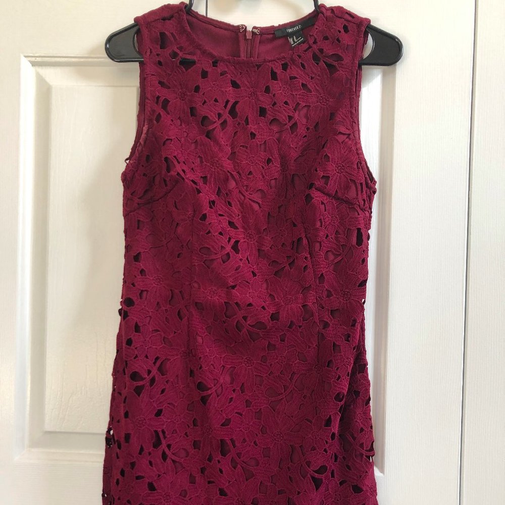 Forever 21 Burgundy Lace A-Line Mini Dress